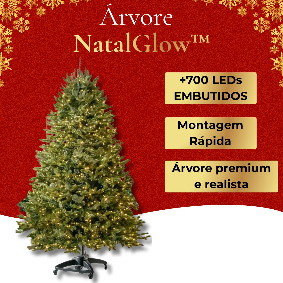 NatalGlow™ - Árvore de Natal Americana com LEDs Embutidos
