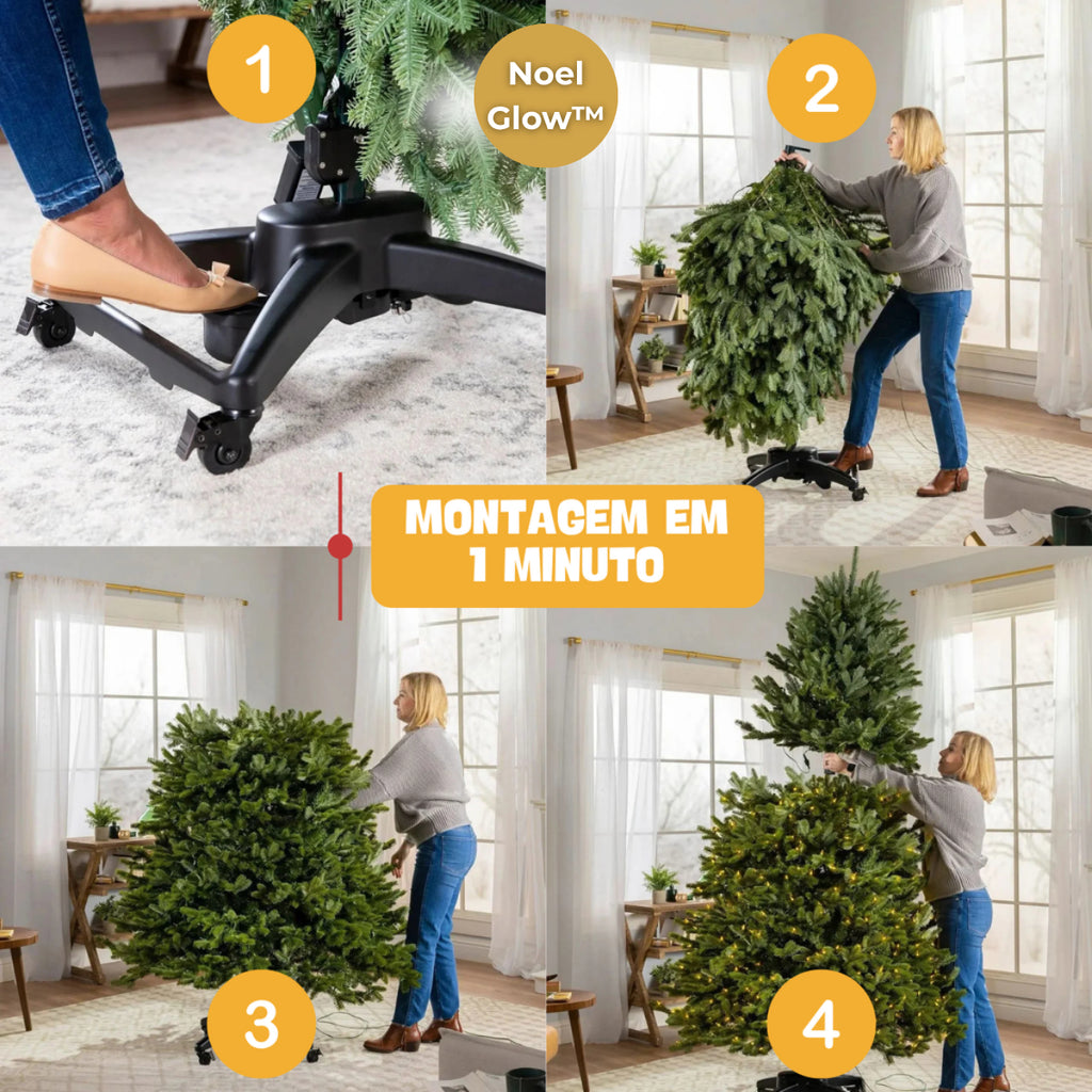 NatalGlow™ - Árvore de Natal Americana com LEDs Embutidos