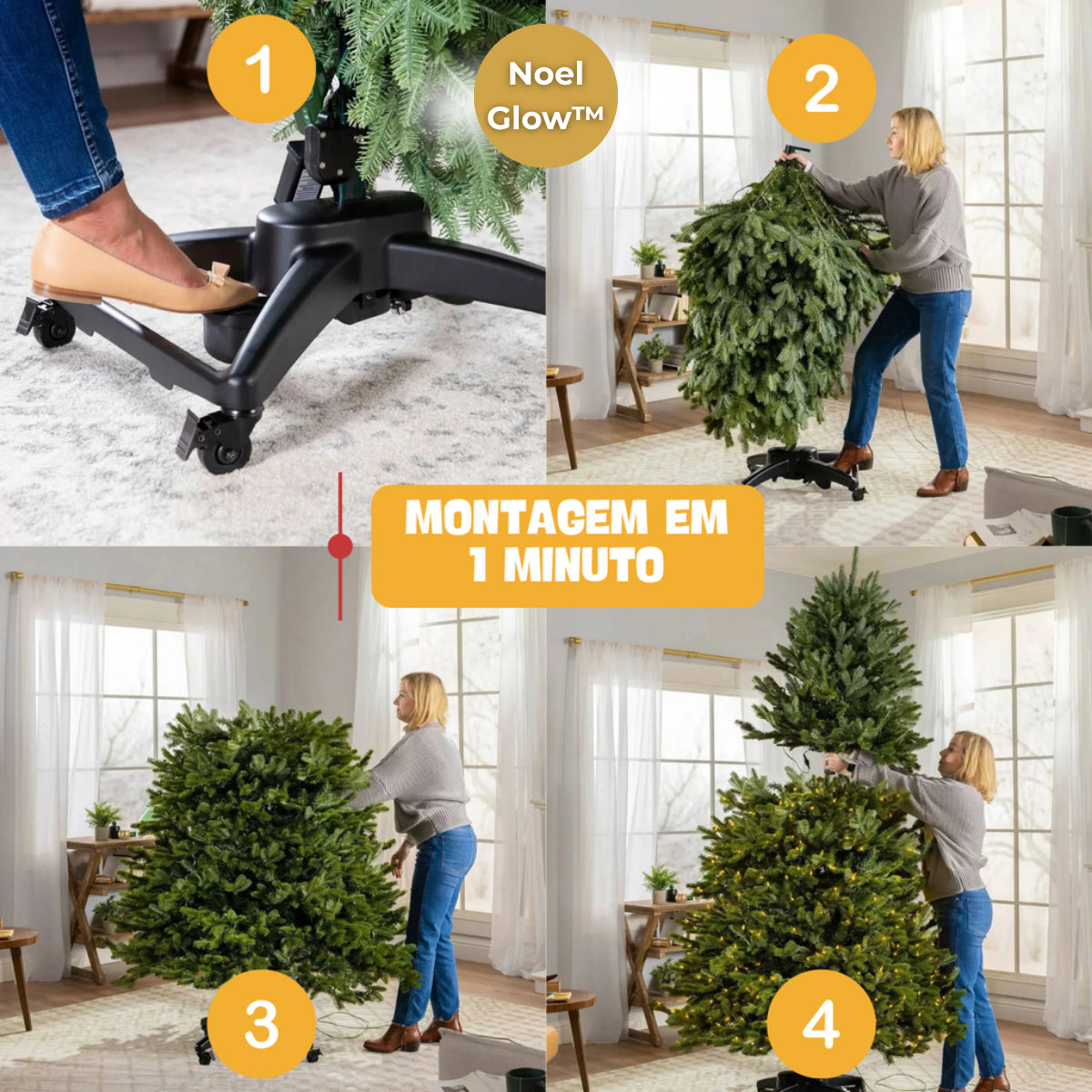 NatalGlow™ - Árvore de Natal Americana com LEDs Embutidos