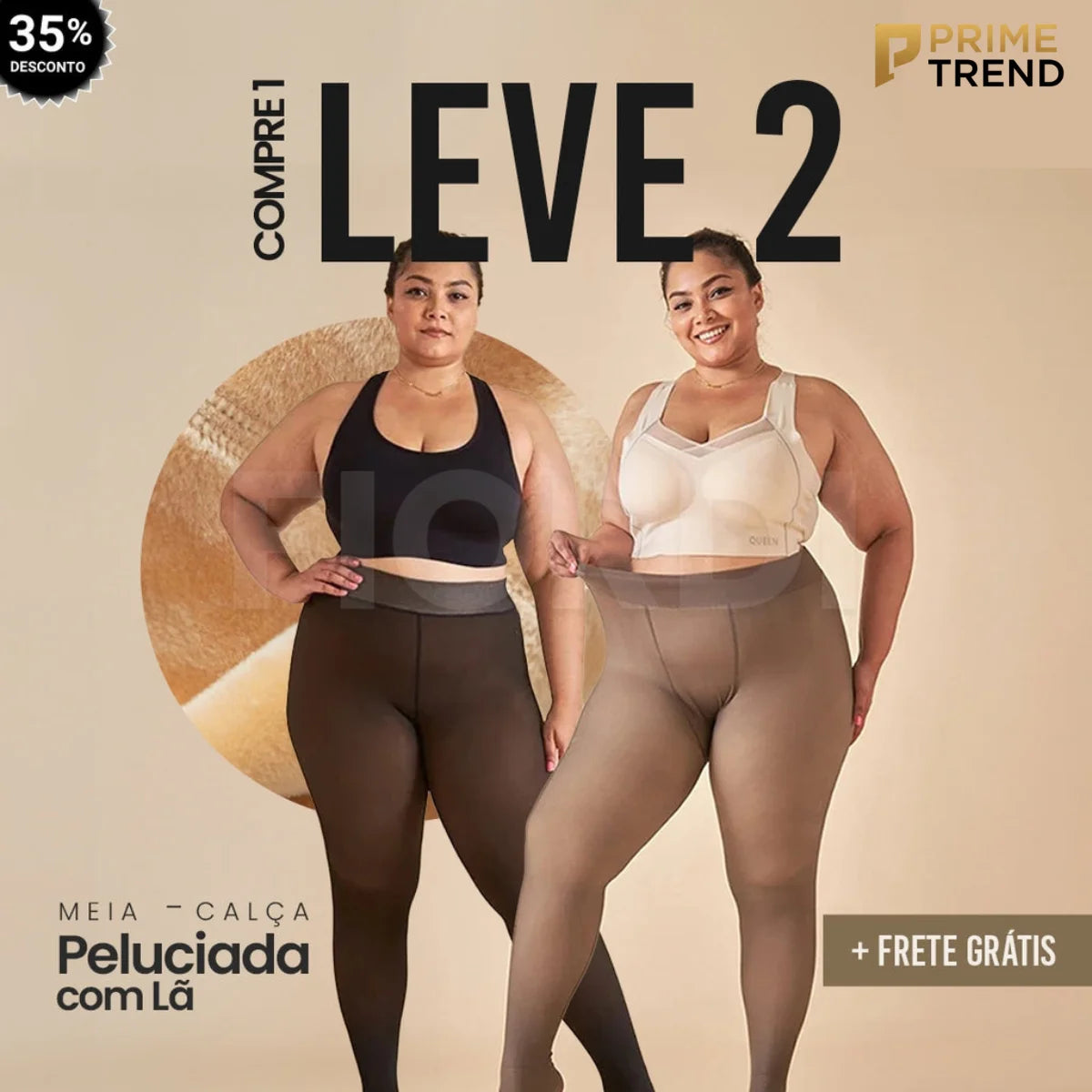 (COMPRE 1 LEVE 2) Meia-calça Peluciada de Lã Translúcida