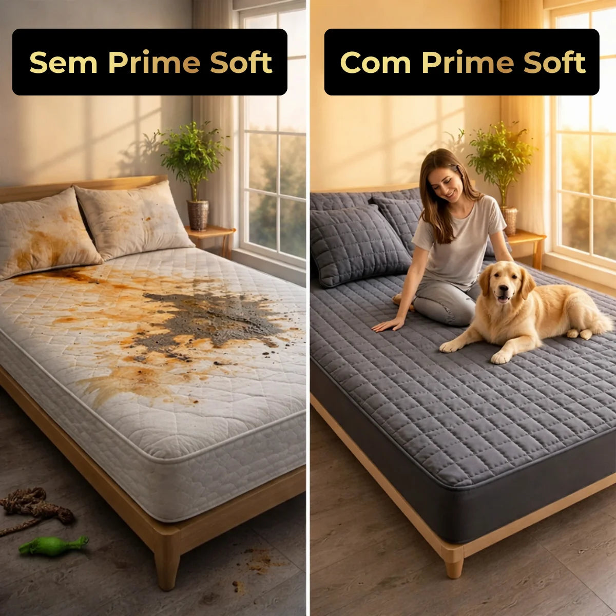 (PAGUE 1 LEVE 3) Prime Soft™ - kit Jogo de Cama Impermeável com Capa e 3 Fronhas + Brindes