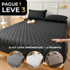 (PAGUE 1 LEVE 3) Prime Soft™ - kit Jogo de Cama Impermeável com Capa e 3 Fronhas + Brindes
