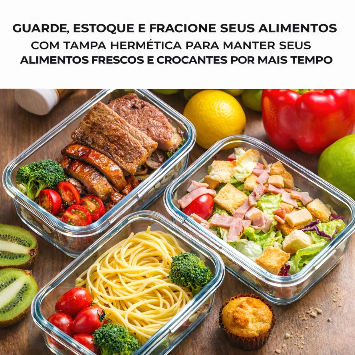 Compre 5 Leve 10 - Kit Premium com 10 Potes Herméticos + Brindes