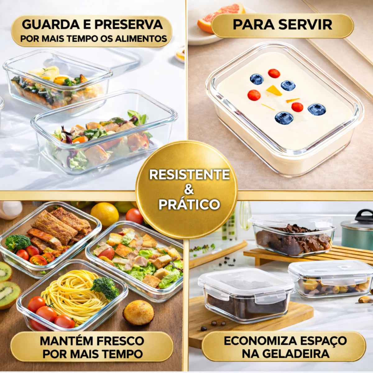 Compre 5 Leve 10 - Kit Premium com 10 Potes Herméticos + Brindes