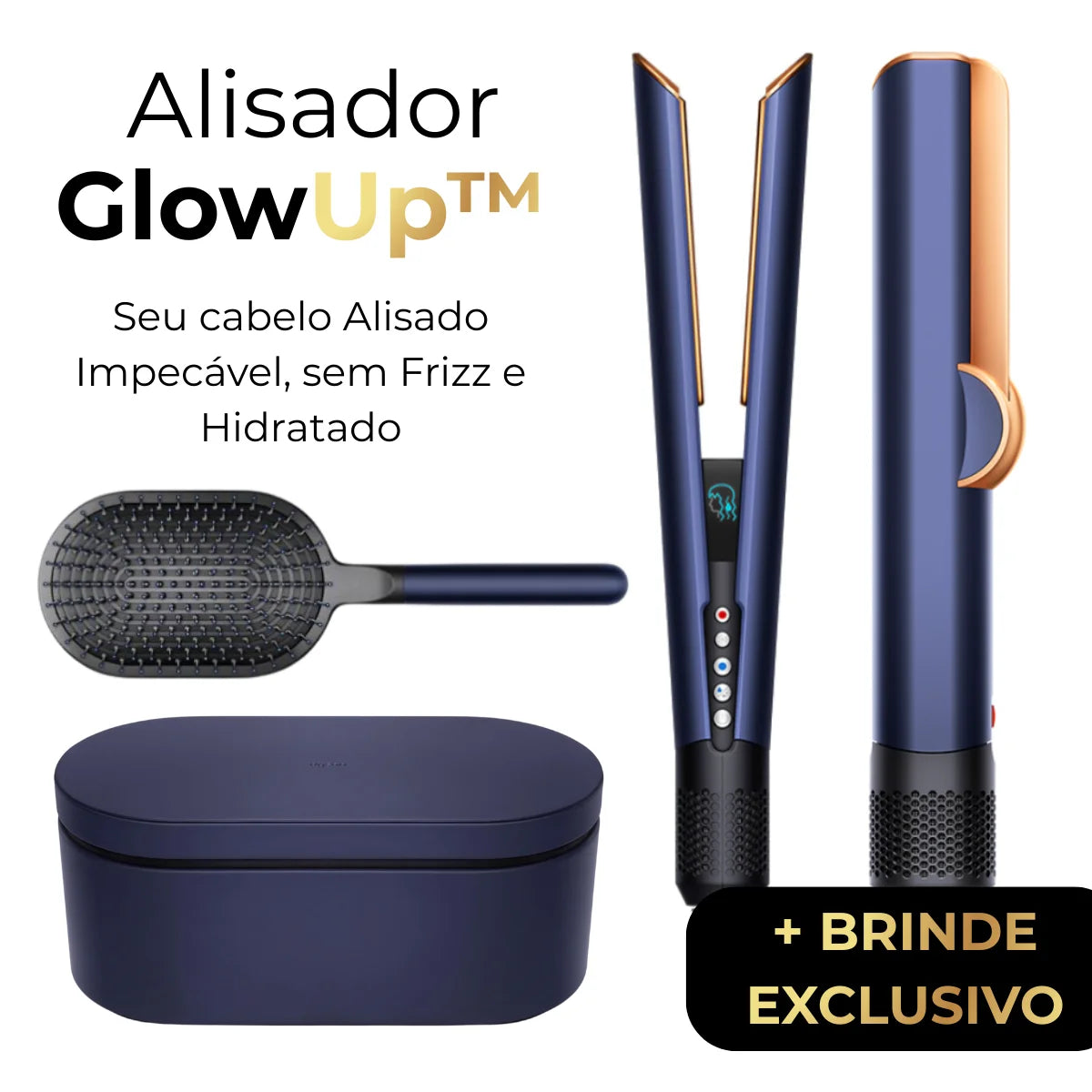 GlowUp™ - Kit Completo Chapinha Alisadora e Secadora Dyson 2 em 1 + Brindes